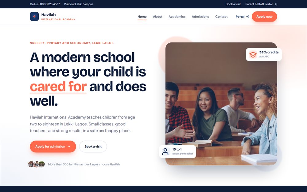 Havilah International Academy home page