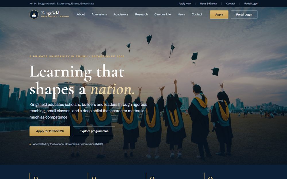 Kingsfield University home page