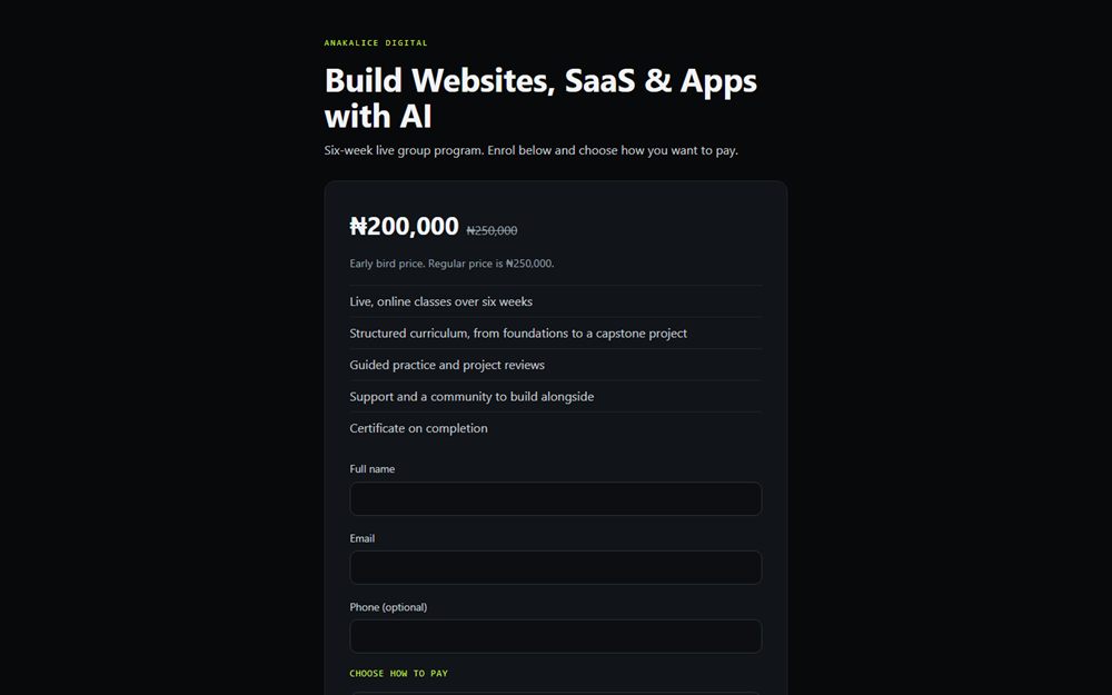 Anakalice Learn home page