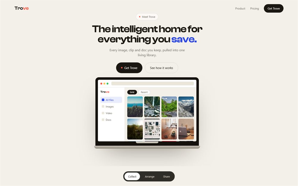 Trove home page